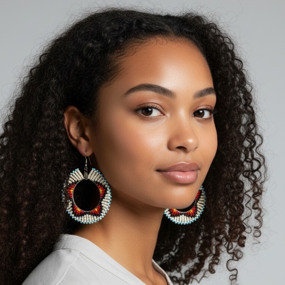 Navajo Beaded Hoop Earrings